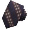 Navy Blue Silk Grenadine Tie With Copper Stripe - DION -ETON Store J88820 400 03