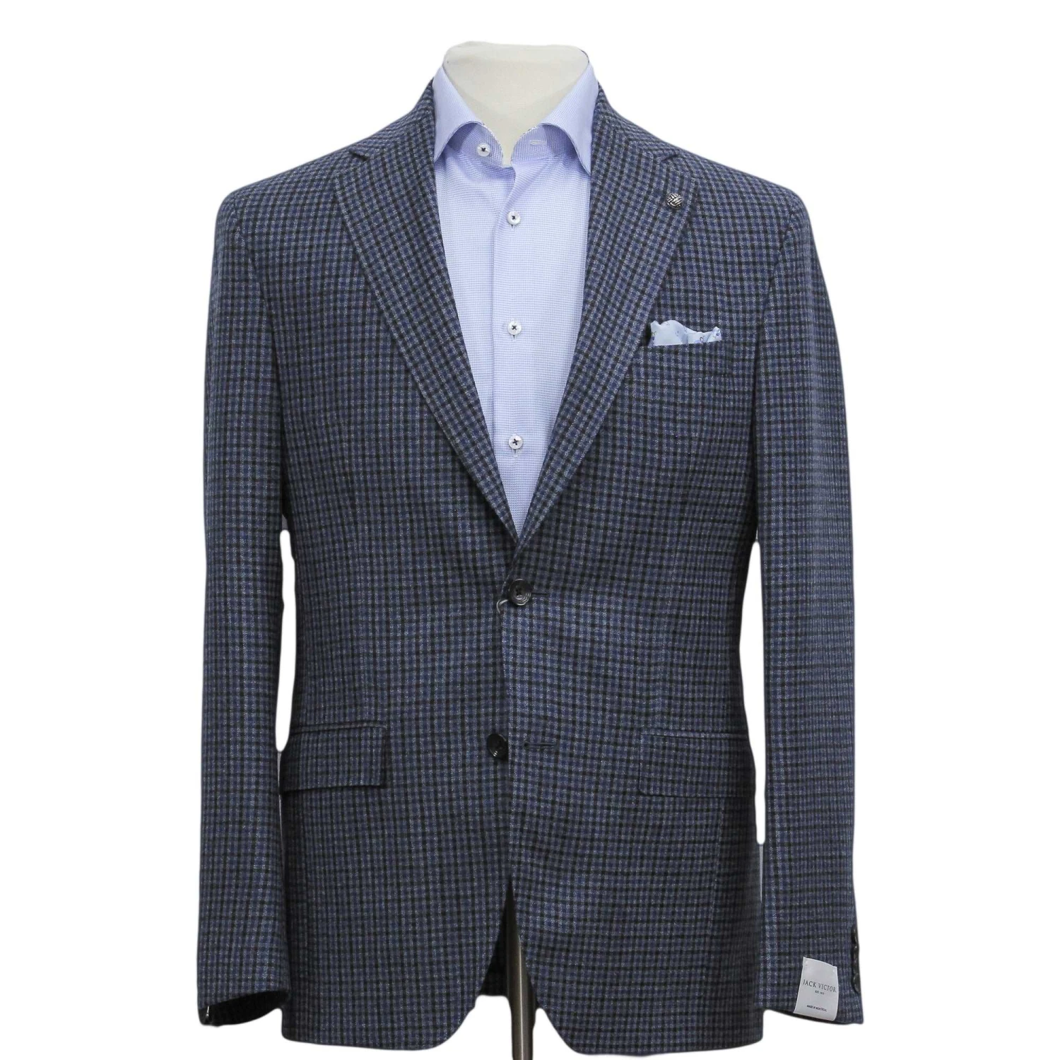 Blue & Black Mini Check Midland Contemporary Wool Sport Jacket - Jack Victor 3 Blue & Black Mini Check Midland Contemporary Wool Sport Jacket - Jack Victor