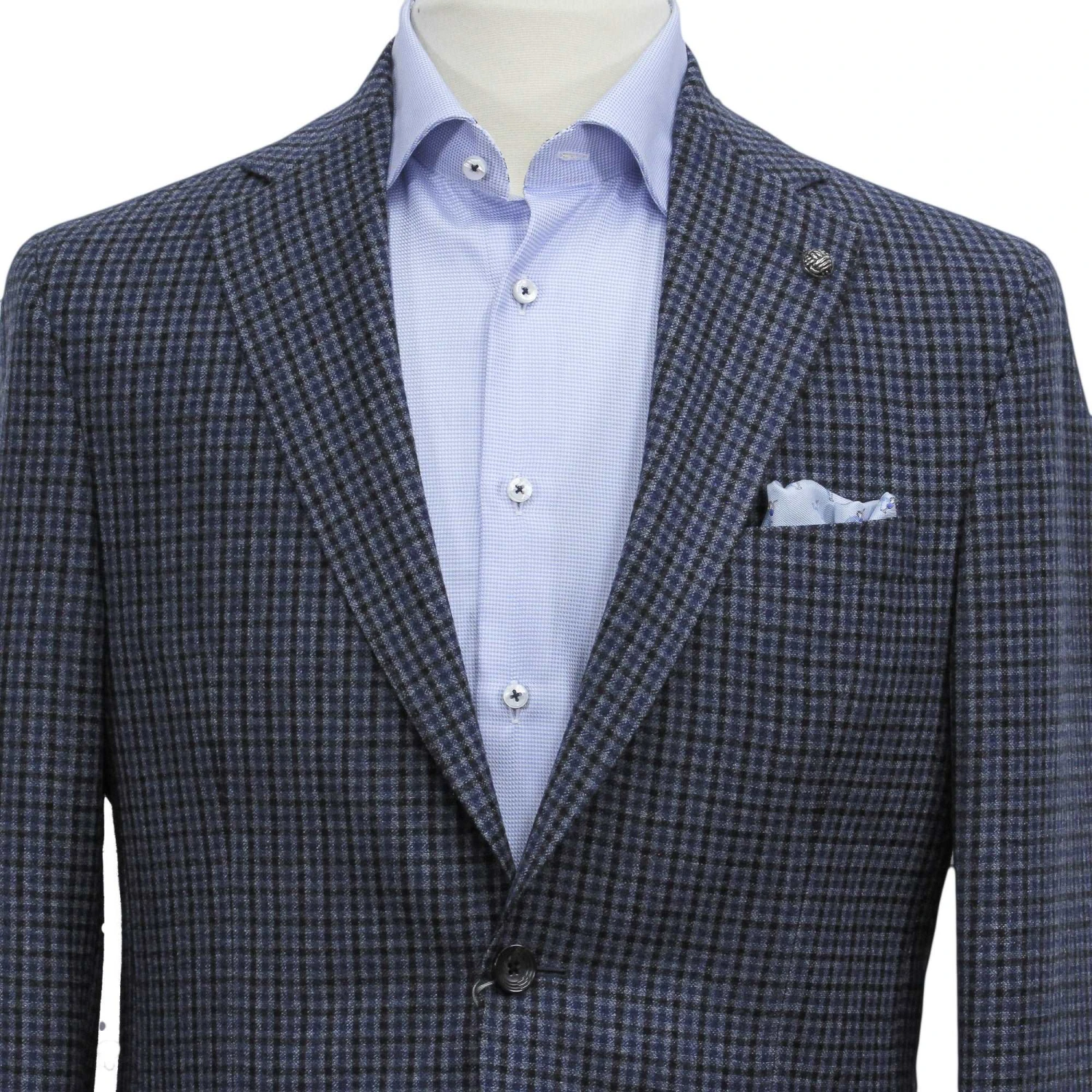 Blue & Black Mini Check Midland Contemporary Wool Sport Jacket - Jack Victor 5 Blue & Black Mini Check Midland Contemporary Wool Sport Jacket - Jack Victor - Image 3