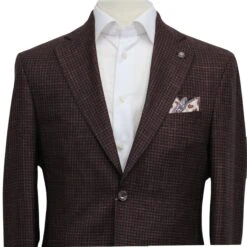 Bordeaux Houndstooth Wool/Silk/Linen Montana Contemporary Sport Jacket - Jack Victor 10 Bordeaux Houndstooth Wool/Silk/Linen Montana Contemporary Sport Jacket - Jack Victor -ETON Store JACK VICTOR 1242417 MONTANA 3