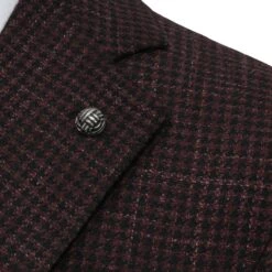 Bordeaux Houndstooth Wool/Silk/Linen Montana Contemporary Sport Jacket - Jack Victor 11 Bordeaux Houndstooth Wool/Silk/Linen Montana Contemporary Sport Jacket - Jack Victor -ETON Store JACK VICTOR 1242417 MONTANA 5