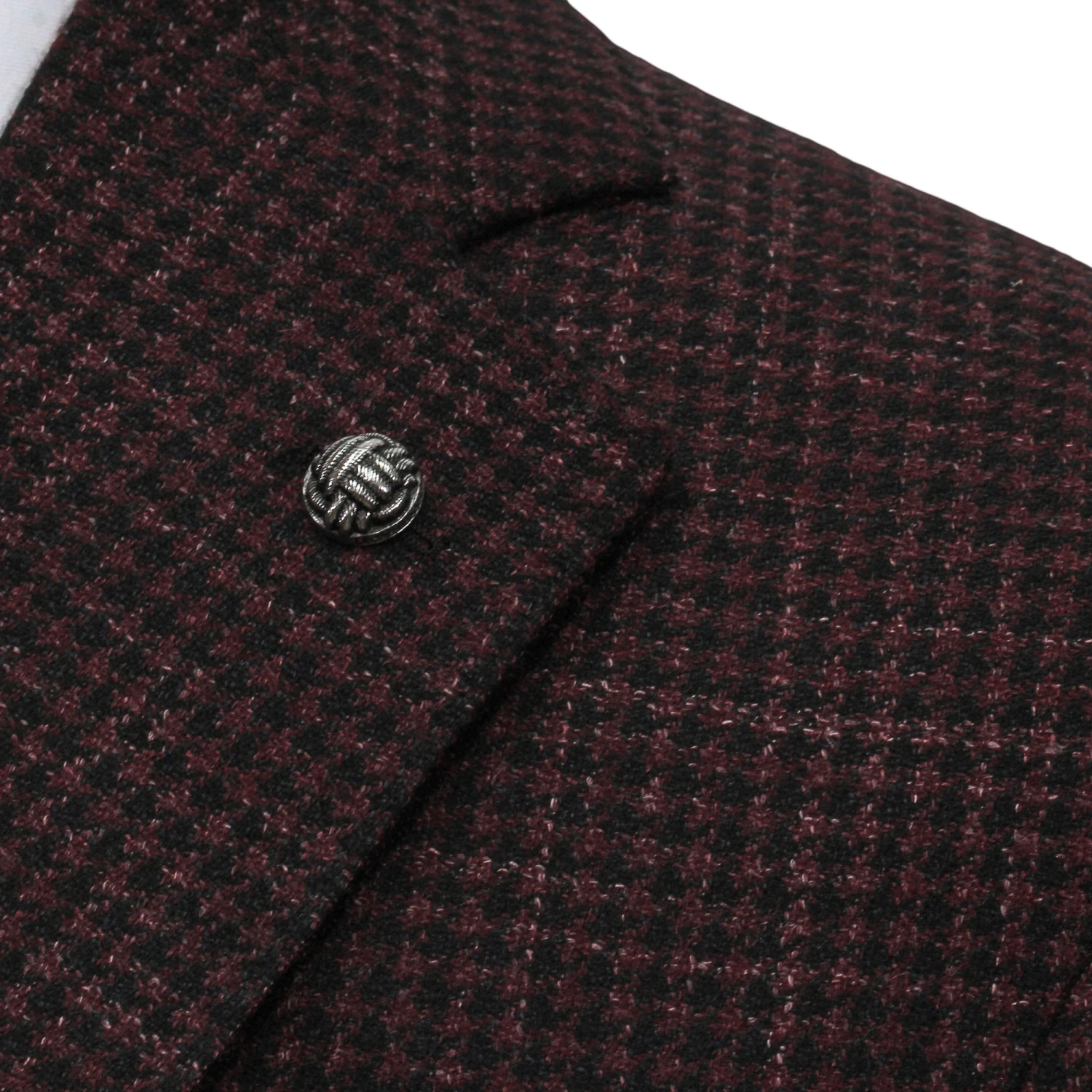 Bordeaux Houndstooth Wool/Silk/Linen Montana Contemporary Sport Jacket - Jack Victor 7 Bordeaux Houndstooth Wool/Silk/Linen Montana Contemporary Sport Jacket - Jack Victor - Image 5