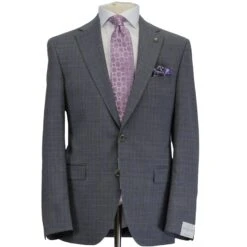 Gray With Blue Check Esprit Modern Fit Wool Suit - Jack Victor