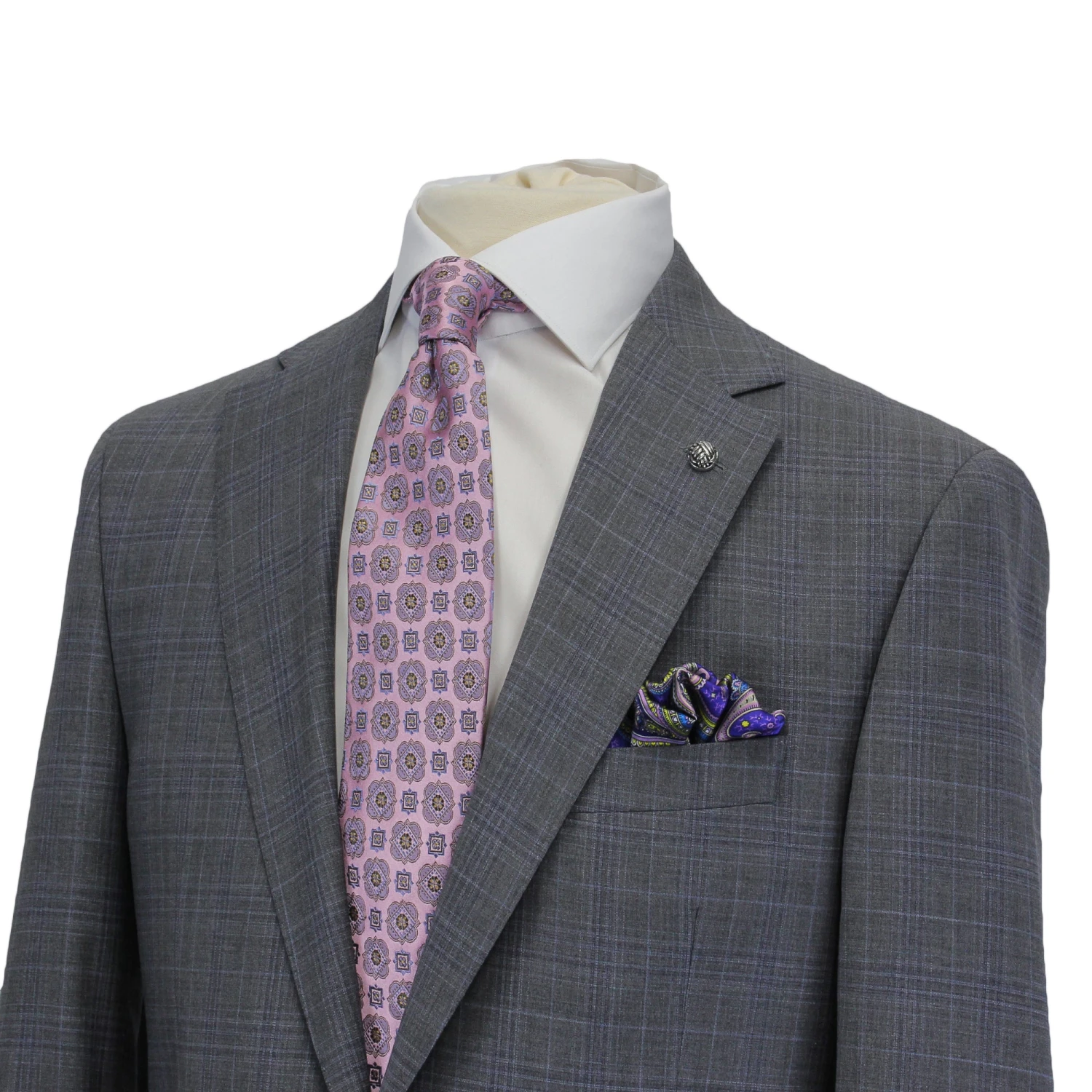 Gray With Blue Check Esprit Modern Fit Wool Suit - Jack Victor 7 Gray With Blue Check Esprit Modern Fit Wool Suit - Jack Victor - Image 5