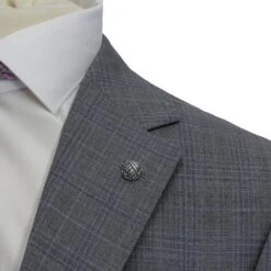 Gray With Blue Check Esprit Modern Fit Wool Suit - Jack Victor 16 Gray With Blue Check Esprit Modern Fit Wool Suit - Jack Victor -ETON Store JACK VICTOR 3231459 7