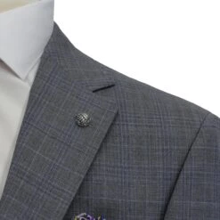 Gray With Blue Check Esprit Modern Fit Wool Suit - Jack Victor 17 Gray With Blue Check Esprit Modern Fit Wool Suit - Jack Victor -ETON Store JACK VICTOR 3231459 8