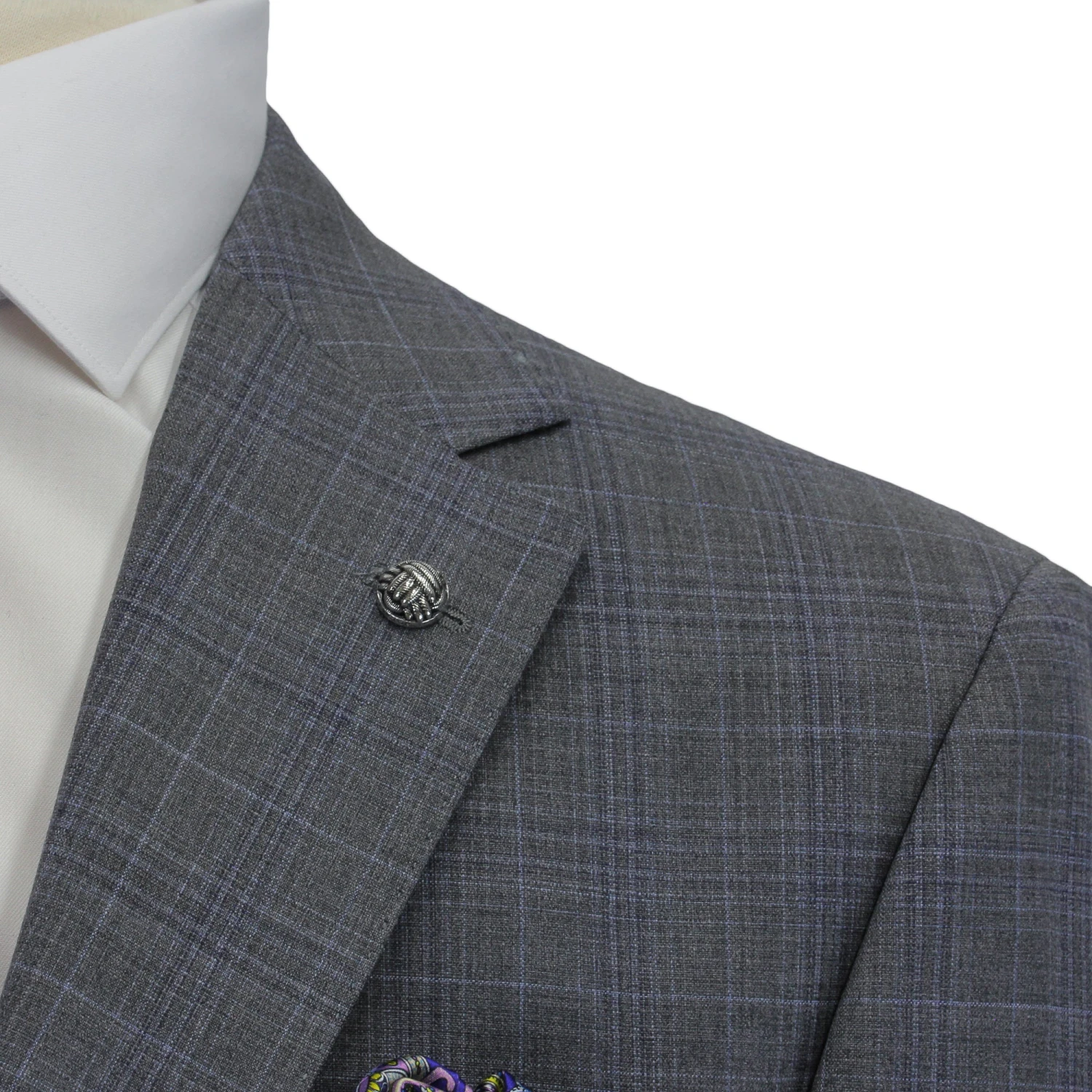 Gray With Blue Check Esprit Modern Fit Wool Suit - Jack Victor 10 Gray With Blue Check Esprit Modern Fit Wool Suit - Jack Victor - Image 8
