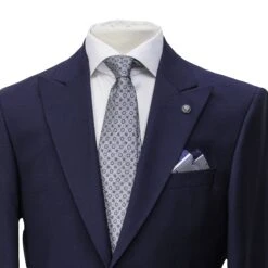 Blue Neat Check Peak Lapel Engel Modern Fit Wool Suit - Jack Victor 10 Blue Neat Check Peak Lapel Engel Modern Fit Wool Suit - Jack Victor -ETON Store JACK VICTOR 3232125 ENGEL 3