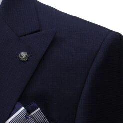 Blue Neat Check Peak Lapel Engel Modern Fit Wool Suit - Jack Victor 12 Blue Neat Check Peak Lapel Engel Modern Fit Wool Suit - Jack Victor -ETON Store JACK VICTOR 3232125 ENGEL 5