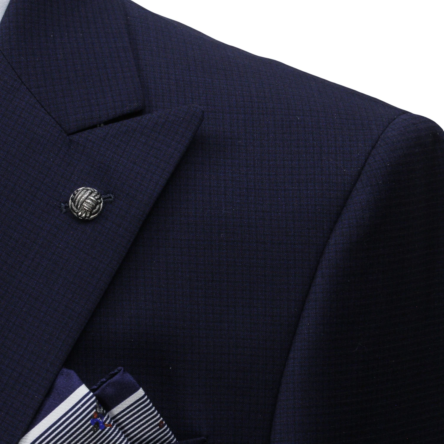 Blue Neat Check Peak Lapel Engel Modern Fit Wool Suit - Jack Victor 7 Blue Neat Check Peak Lapel Engel Modern Fit Wool Suit - Jack Victor - Image 5