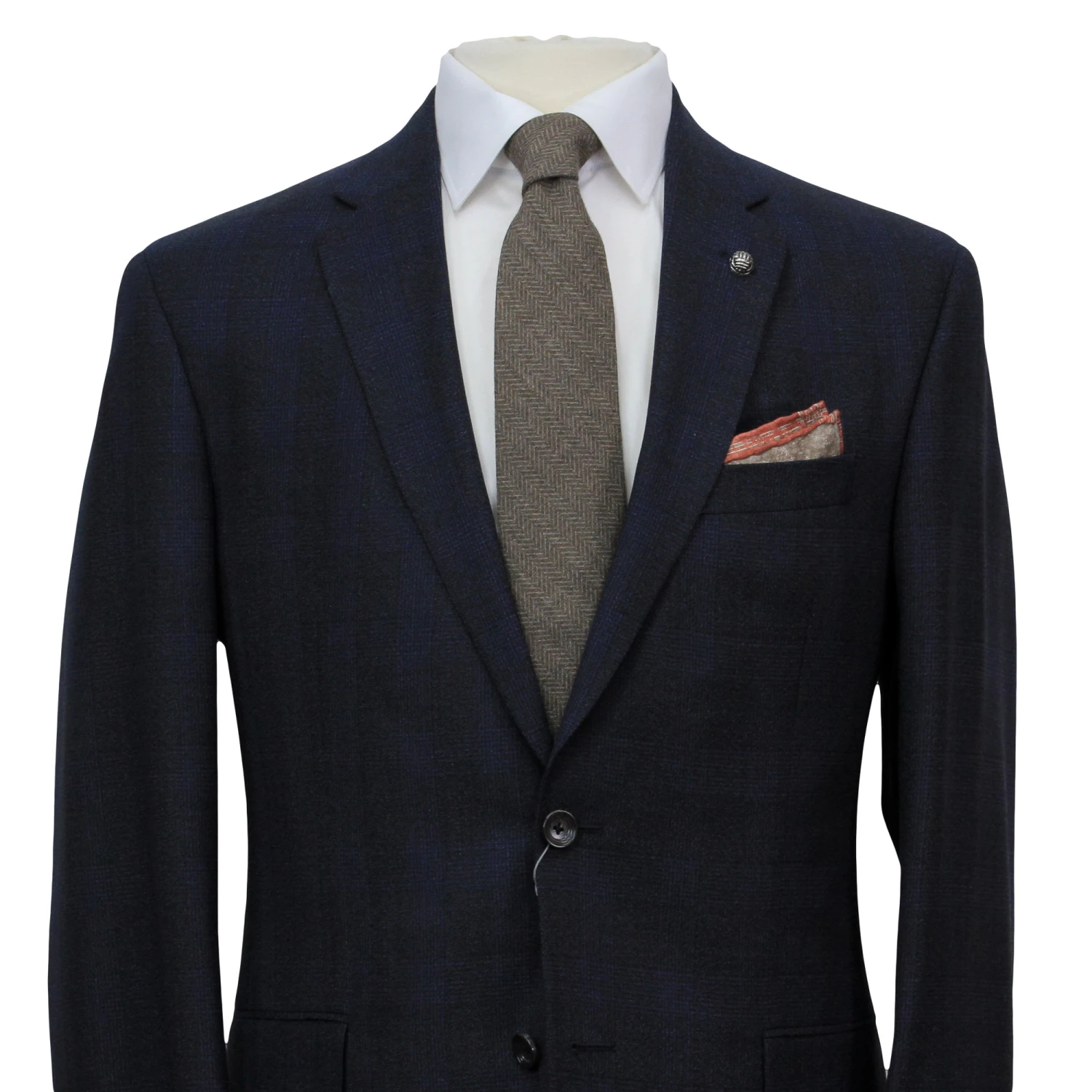 Navy Tonal Glen Check Drago Wool Fraser Slim Fit Suit 5 Navy Tonal Glen Check Drago Wool Fraser Slim Fit Suit - Image 3