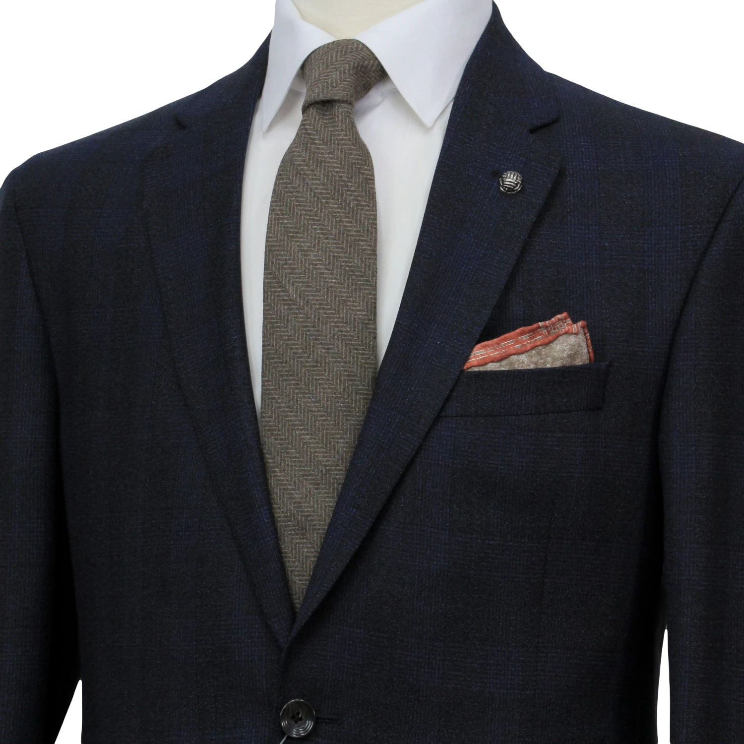 Navy Tonal Glen Check Drago Wool Fraser Slim Fit Suit 6 Navy Tonal Glen Check Drago Wool Fraser Slim Fit Suit - Image 4