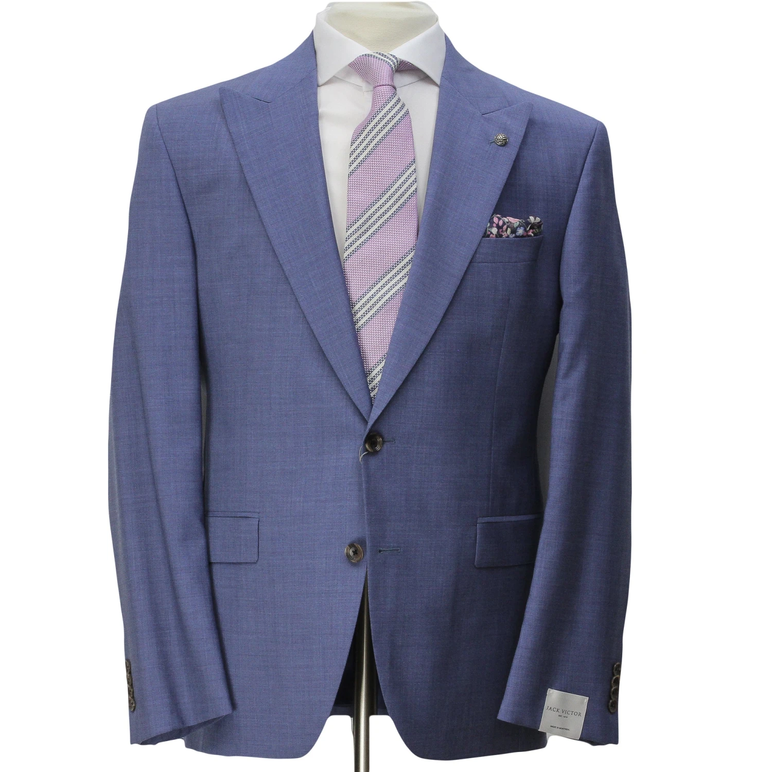 Light Blue Neat Peak Lapel Engel Modern Fit Wool Suit - Jack Victor 3 Light Blue Neat Peak Lapel Engel Modern Fit Wool Suit - Jack Victor