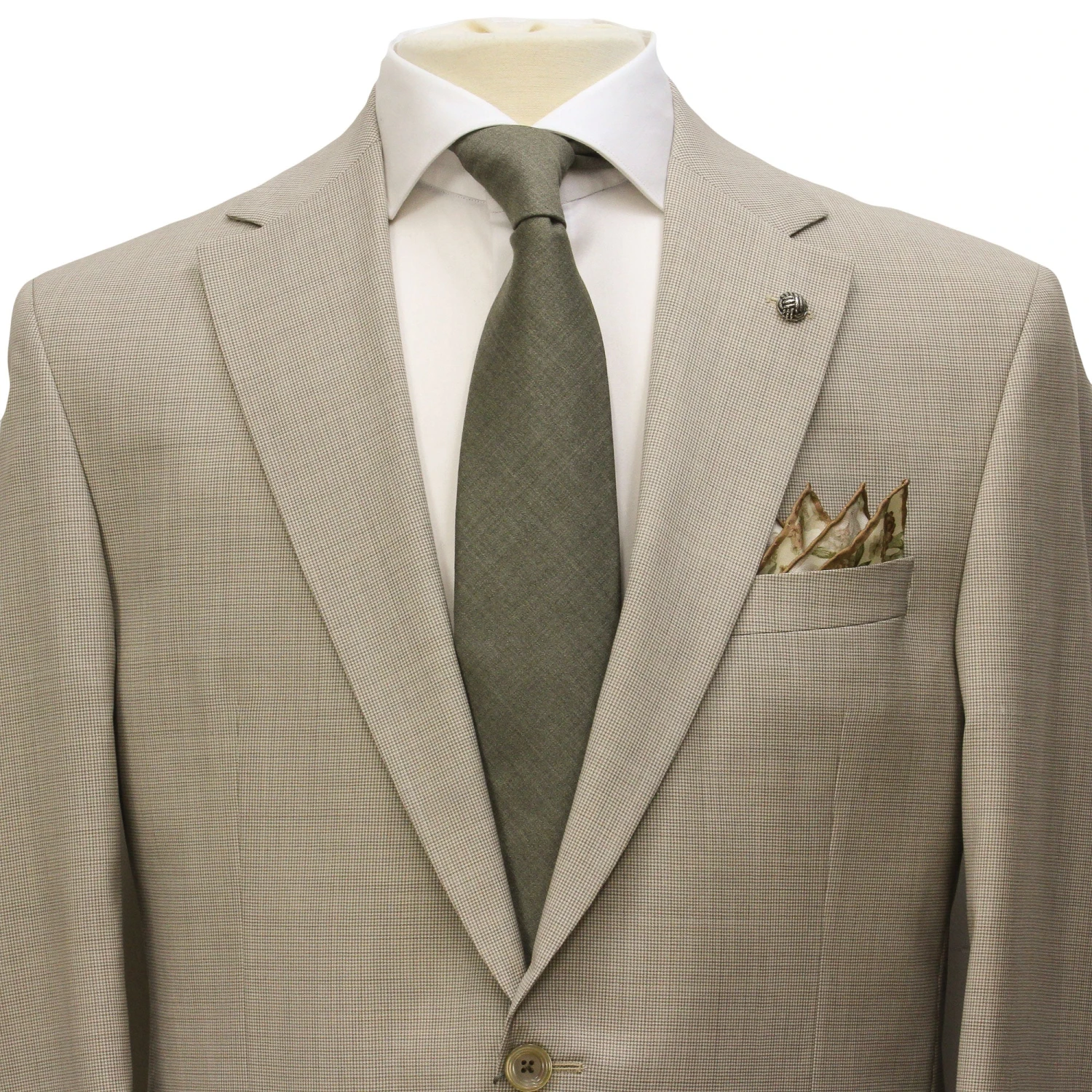 Oatmeal Micro-Houndstooth Super 100's Wool Esprit Modern Fit Suit - Jack Victor 4 Oatmeal Micro-Houndstooth Super 100's Wool Esprit Modern Fit Suit - Jack Victor - Image 2