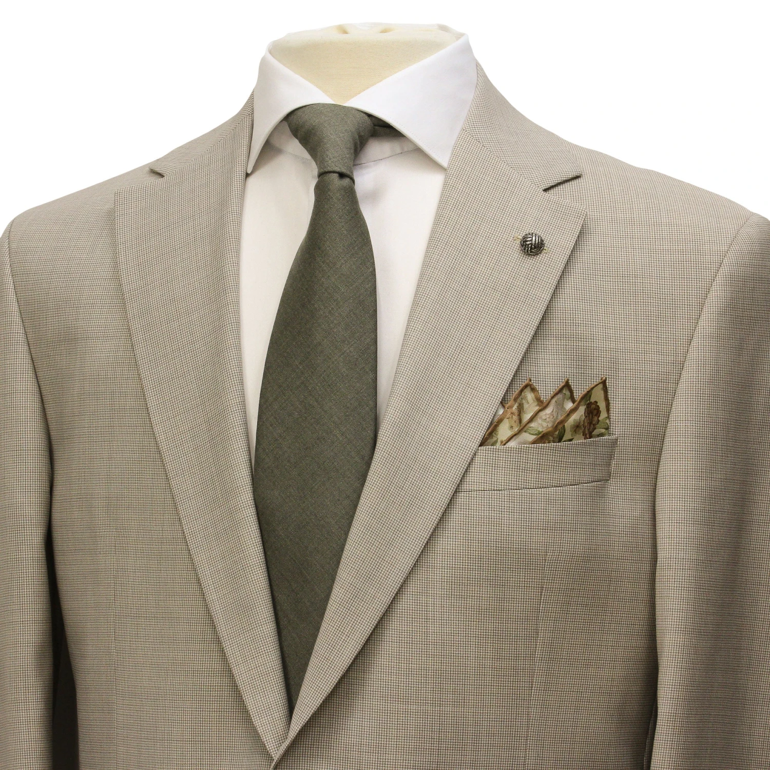 Oatmeal Micro-Houndstooth Super 100's Wool Esprit Modern Fit Suit - Jack Victor 6 Oatmeal Micro-Houndstooth Super 100's Wool Esprit Modern Fit Suit - Jack Victor - Image 4