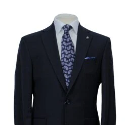 Dark Blue Neat Super 100s Wool Napoli Classic Fit Suit 9 Dark Blue Neat Super 100s Wool Napoli Classic Fit Suit -ETON Store JACK VICTOR 3242012 NAPOLI 2