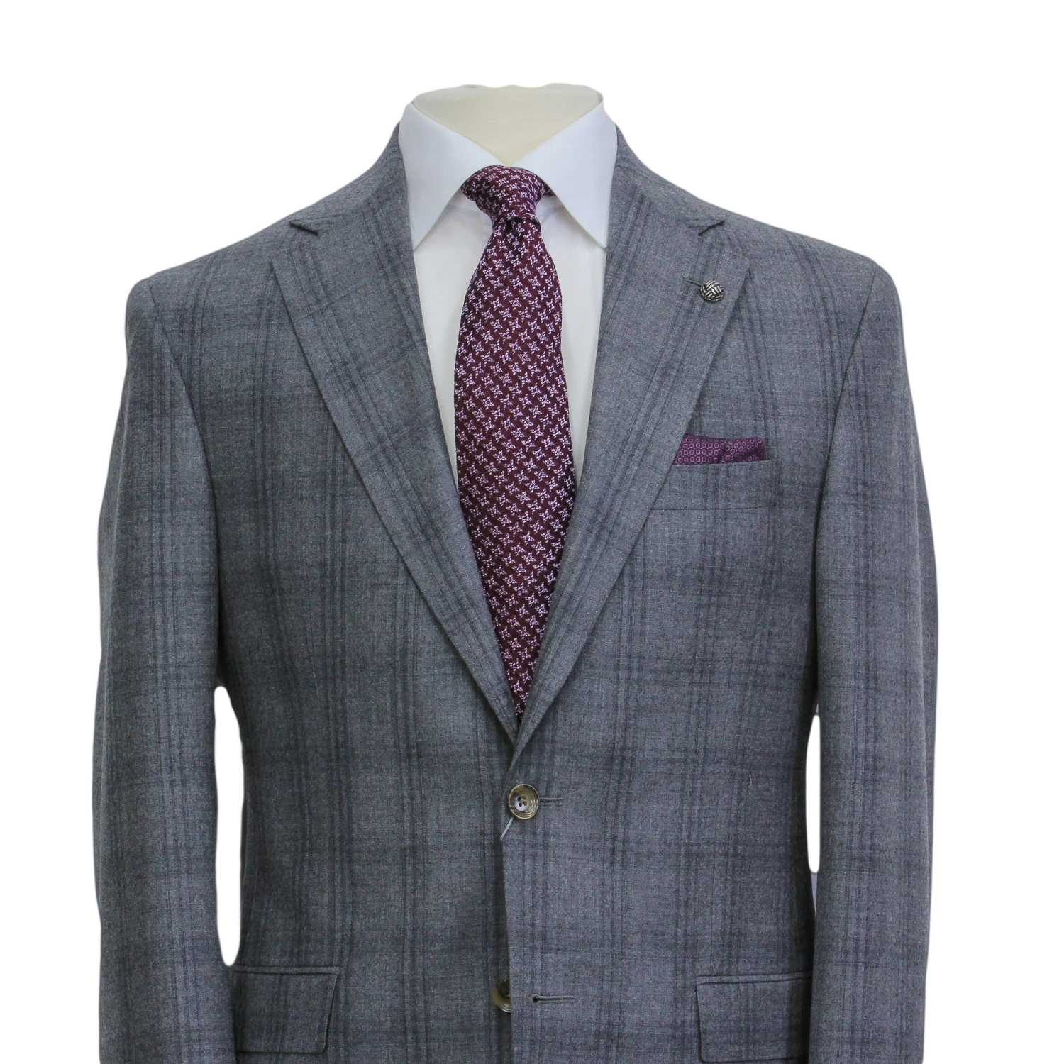 Mid Gray Glen-Check Montana Contemporary Fit Wool Suit - Jack Victor 5 Mid Gray Glen-Check Montana Contemporary Fit Wool Suit - Jack Victor - Image 3