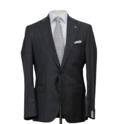 Charcoal Striped Loro Piana Super 170's Wool-Cashmere Modern Fit Suit - Jack Victor 1913