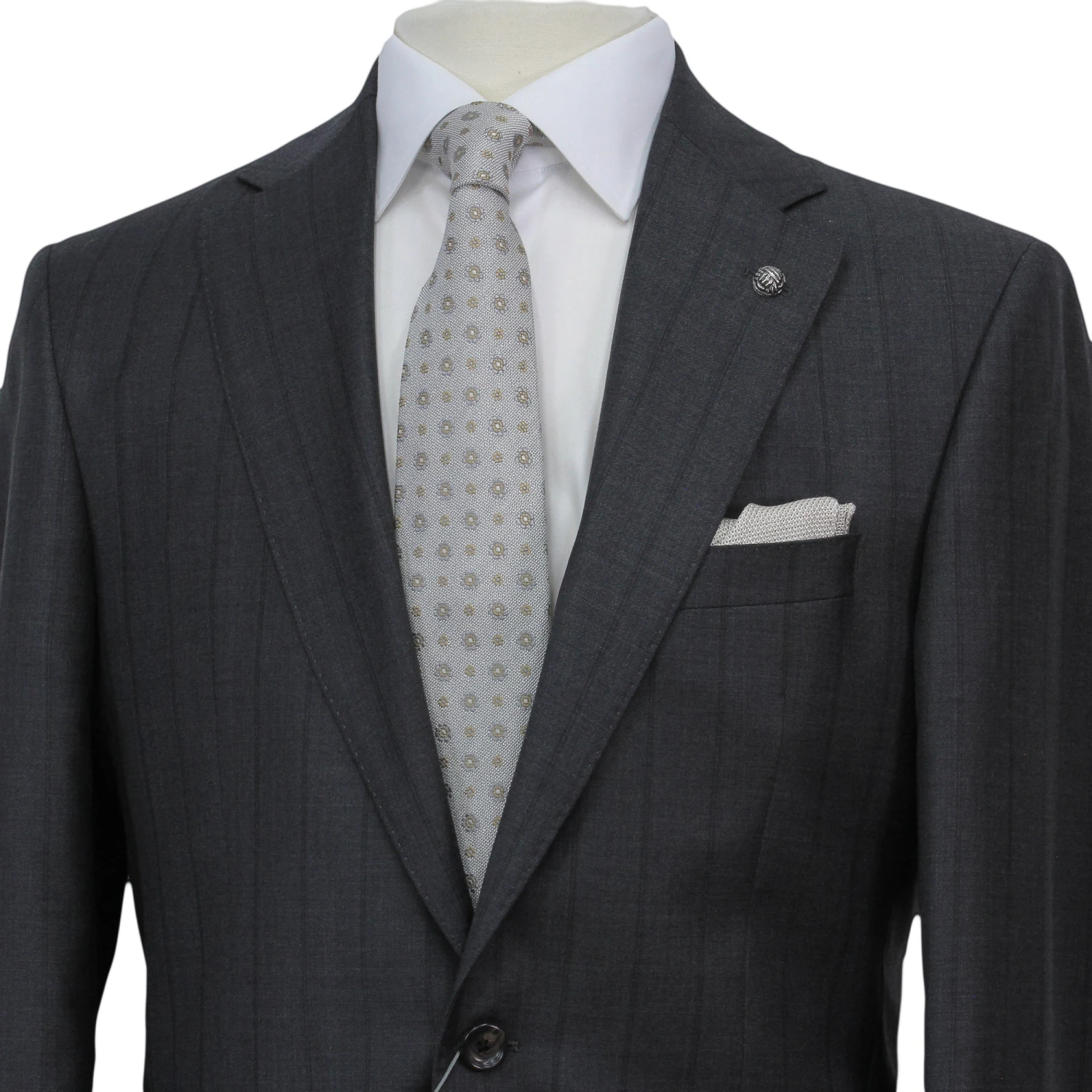 Charcoal Striped Loro Piana Super 170's Wool-Cashmere Modern Fit Suit - Jack Victor 1913 4 Charcoal Striped Loro Piana Super 170's Wool-Cashmere Modern Fit Suit - Jack Victor 1913 - Image 2