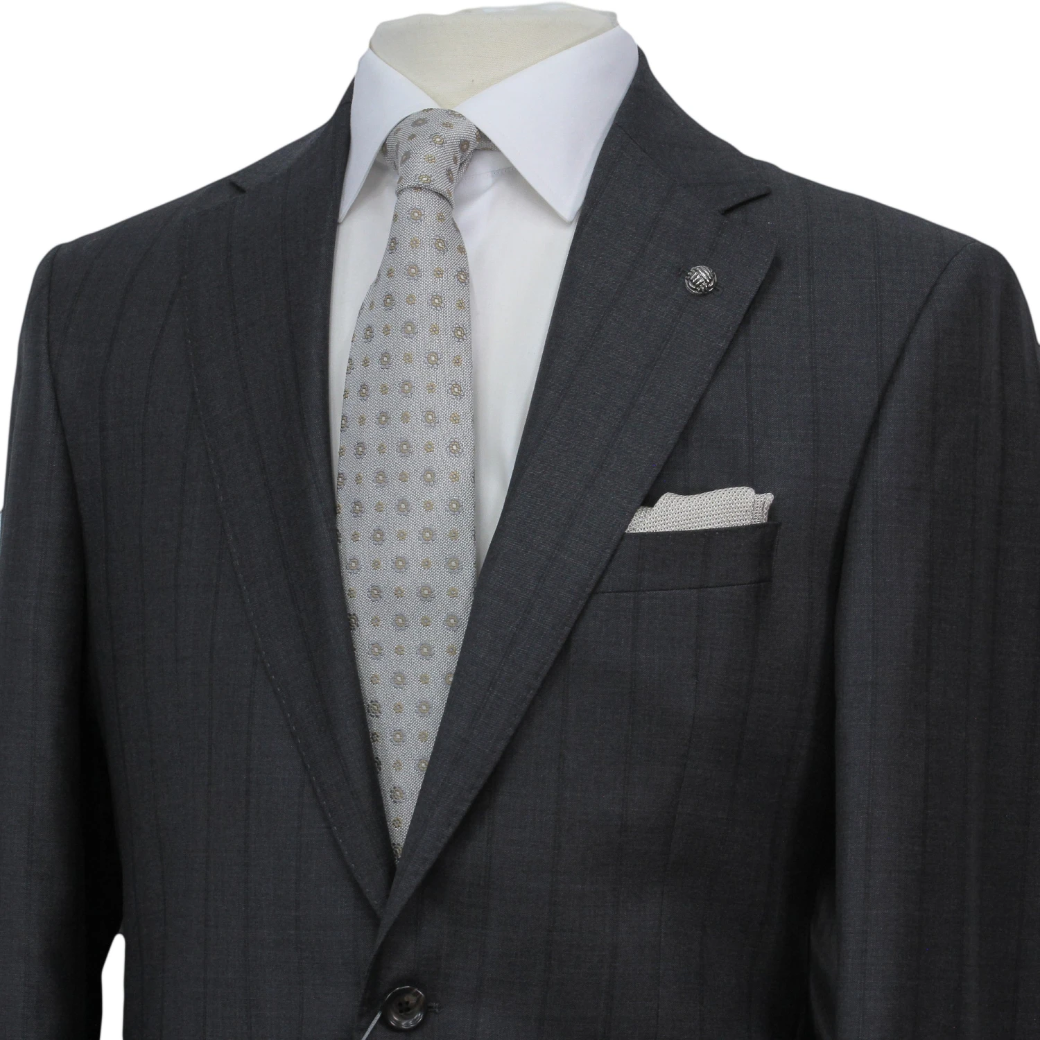 Charcoal Striped Loro Piana Super 170's Wool-Cashmere Modern Fit Suit - Jack Victor 1913 6 Charcoal Striped Loro Piana Super 170's Wool-Cashmere Modern Fit Suit - Jack Victor 1913 - Image 4