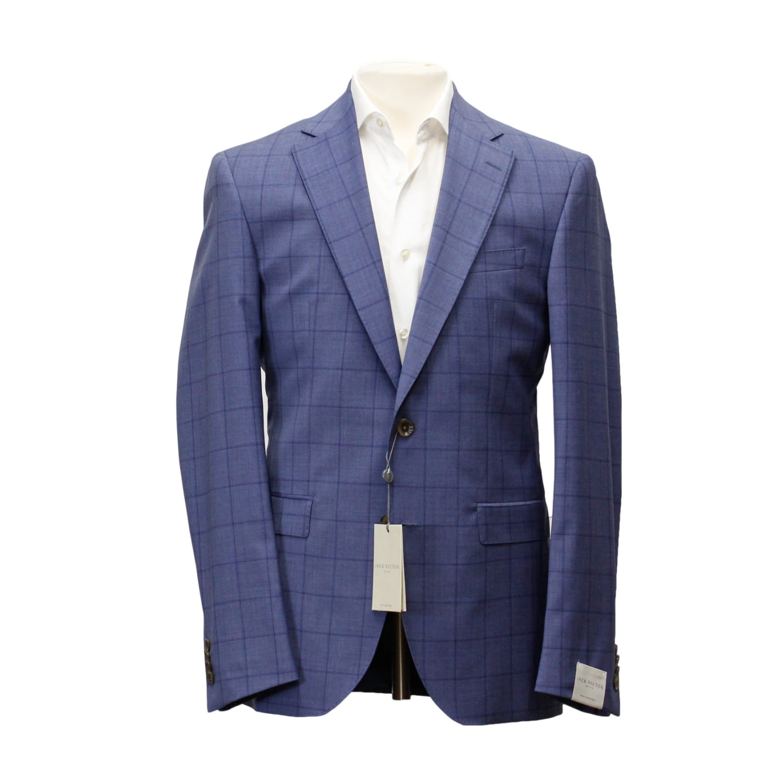 Ocean Blue Windowpane Check Slim Fit Urban Sartorial Suit - Jack Victor 3 Ocean Blue Windowpane Check Slim Fit Urban Sartorial Suit - Jack Victor