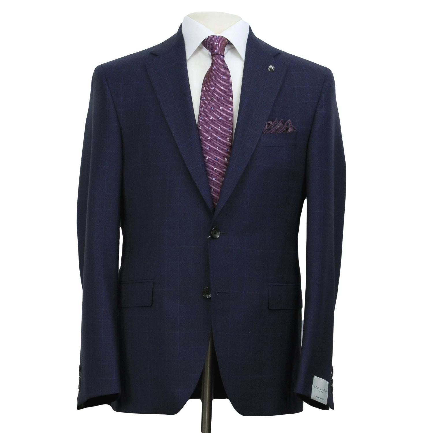 Blue Check Drago Wool Esprit Modern Fit Suit - Jack Victor 3 Blue Check Drago Wool Esprit Modern Fit Suit - Jack Victor