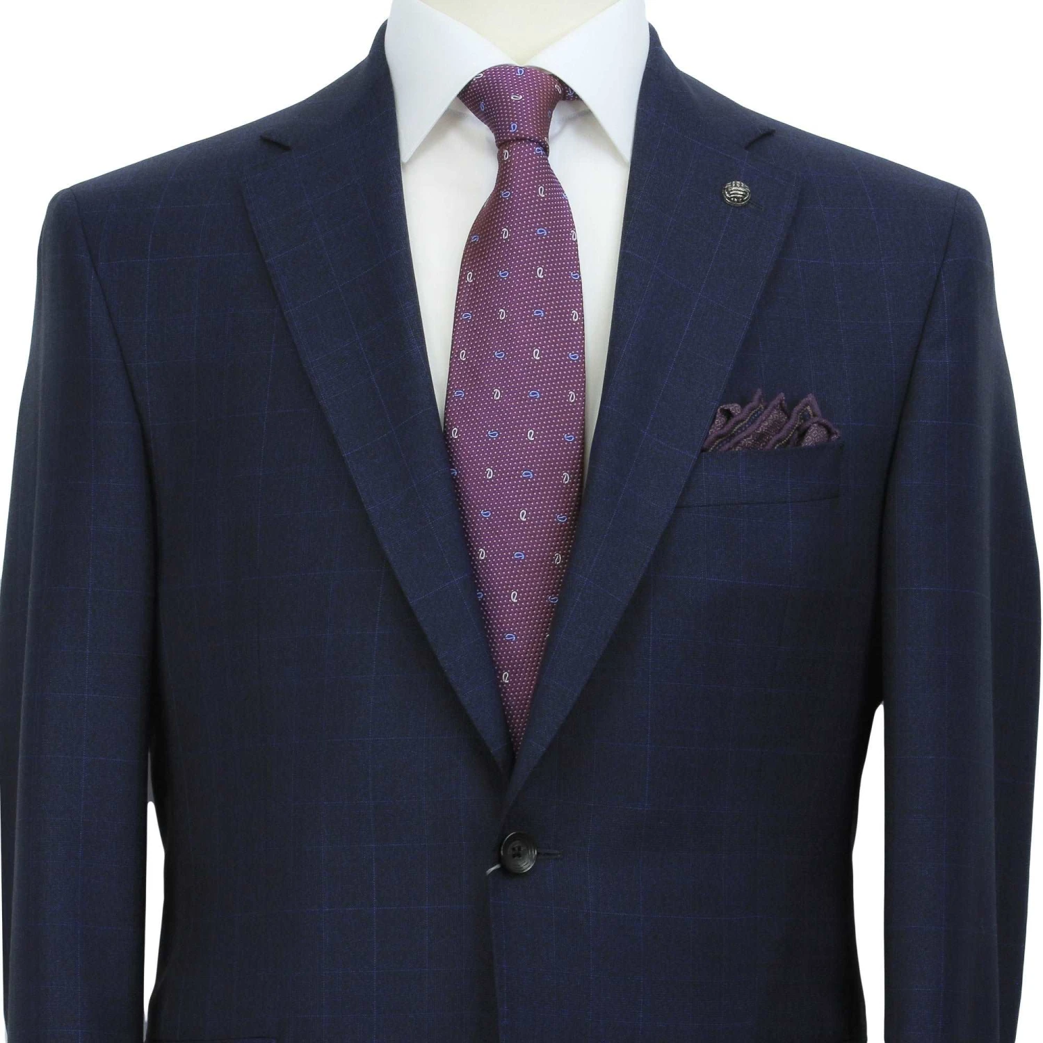 Blue Check Drago Wool Esprit Modern Fit Suit - Jack Victor 6 Blue Check Drago Wool Esprit Modern Fit Suit - Jack Victor - Image 4