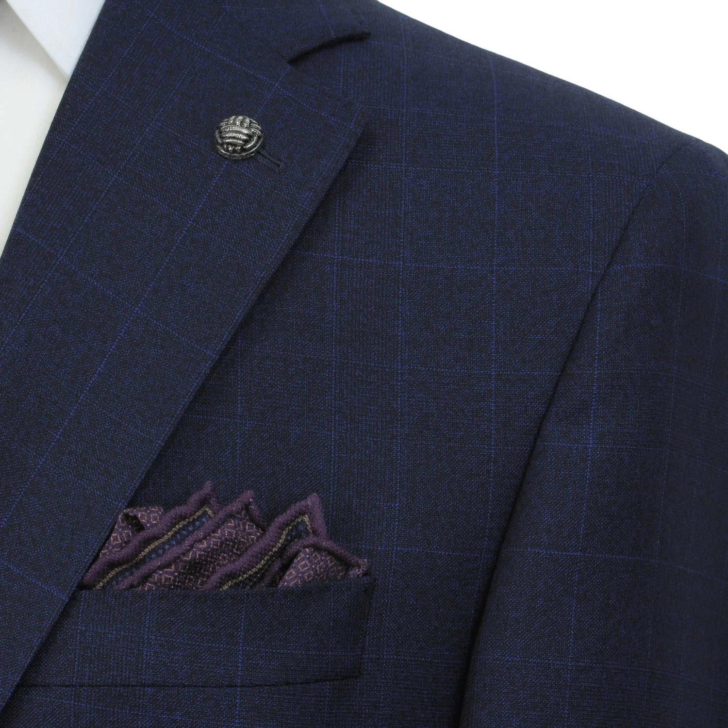 Blue Check Drago Wool Esprit Modern Fit Suit - Jack Victor 8 Blue Check Drago Wool Esprit Modern Fit Suit - Jack Victor - Image 6