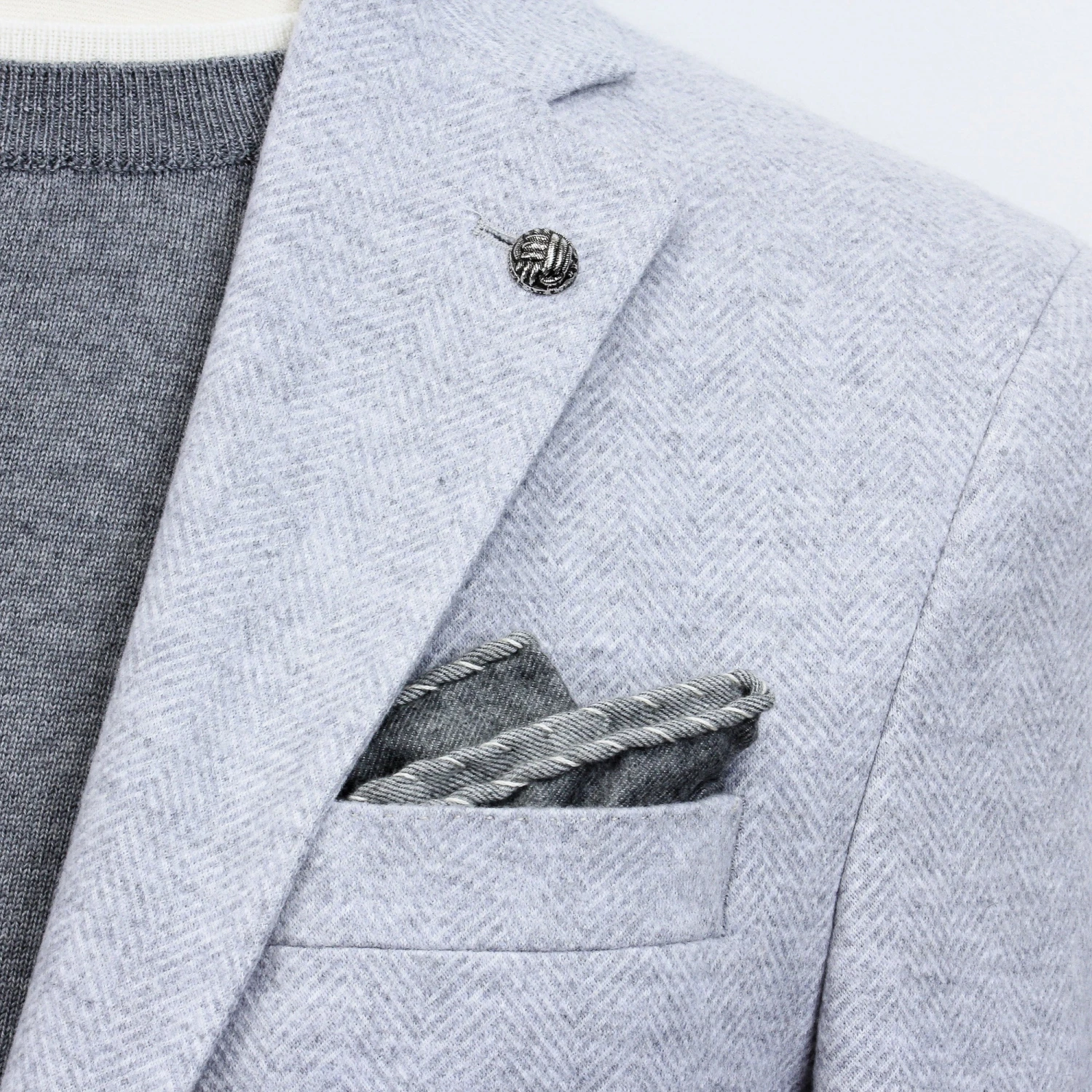 Light Gray Herringbone Wool-Cotton Hampton Contemporary Fit Jacket - Jack Victor 6 Light Gray Herringbone Wool-Cotton Hampton Contemporary Fit Jacket - Jack Victor - Image 4