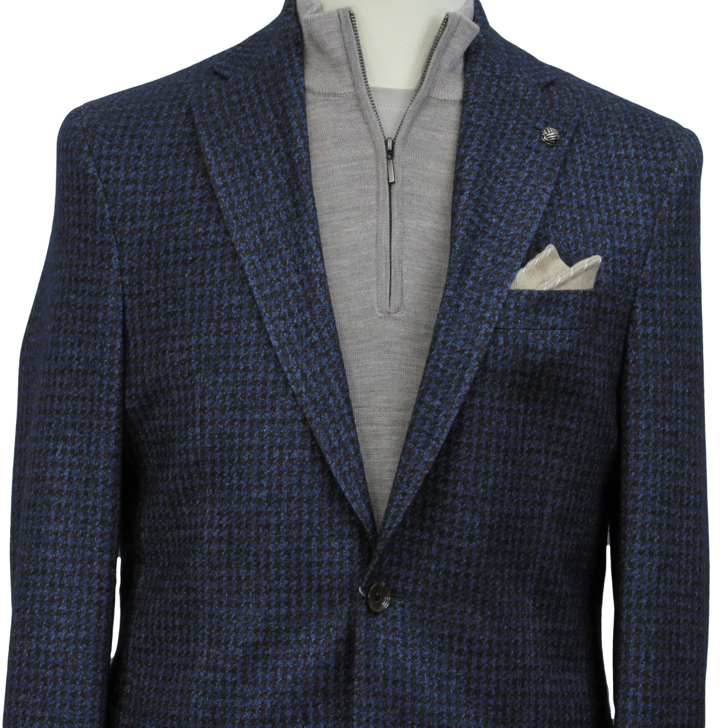 Blue/Brown Houndstooth Silk-Cashmere Hartford Contemporary Sport Jacket - Jack Victor 5 Blue/Brown Houndstooth Silk-Cashmere Hartford Contemporary Sport Jacket - Jack Victor - Image 4