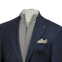 Blue/Brown Houndstooth Silk-Cashmere Hartford Contemporary Sport Jacket - Jack Victor 12 Blue/Brown Houndstooth Silk-Cashmere Hartford Contemporary Sport Jacket - Jack Victor -ETON Store JACK VICTOR BOUTIQUE JACQUES C01807 HARTFORD 5