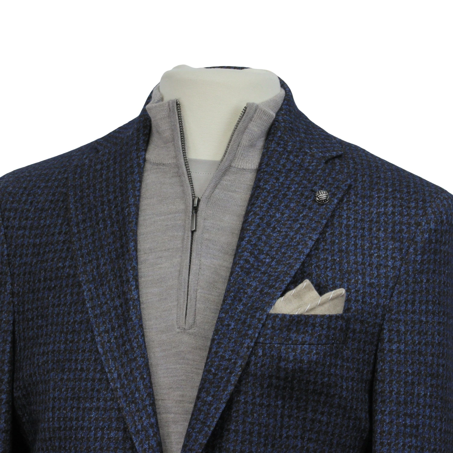 Blue/Brown Houndstooth Silk-Cashmere Hartford Contemporary Sport Jacket - Jack Victor 6 Blue/Brown Houndstooth Silk-Cashmere Hartford Contemporary Sport Jacket - Jack Victor - Image 5