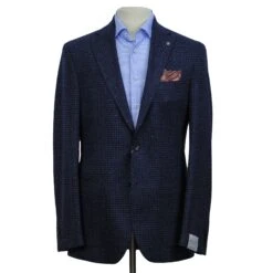 Blue Houndstooth Wool-Silk Hampton Contemporary Fit Sport Jacket - Jack Victor