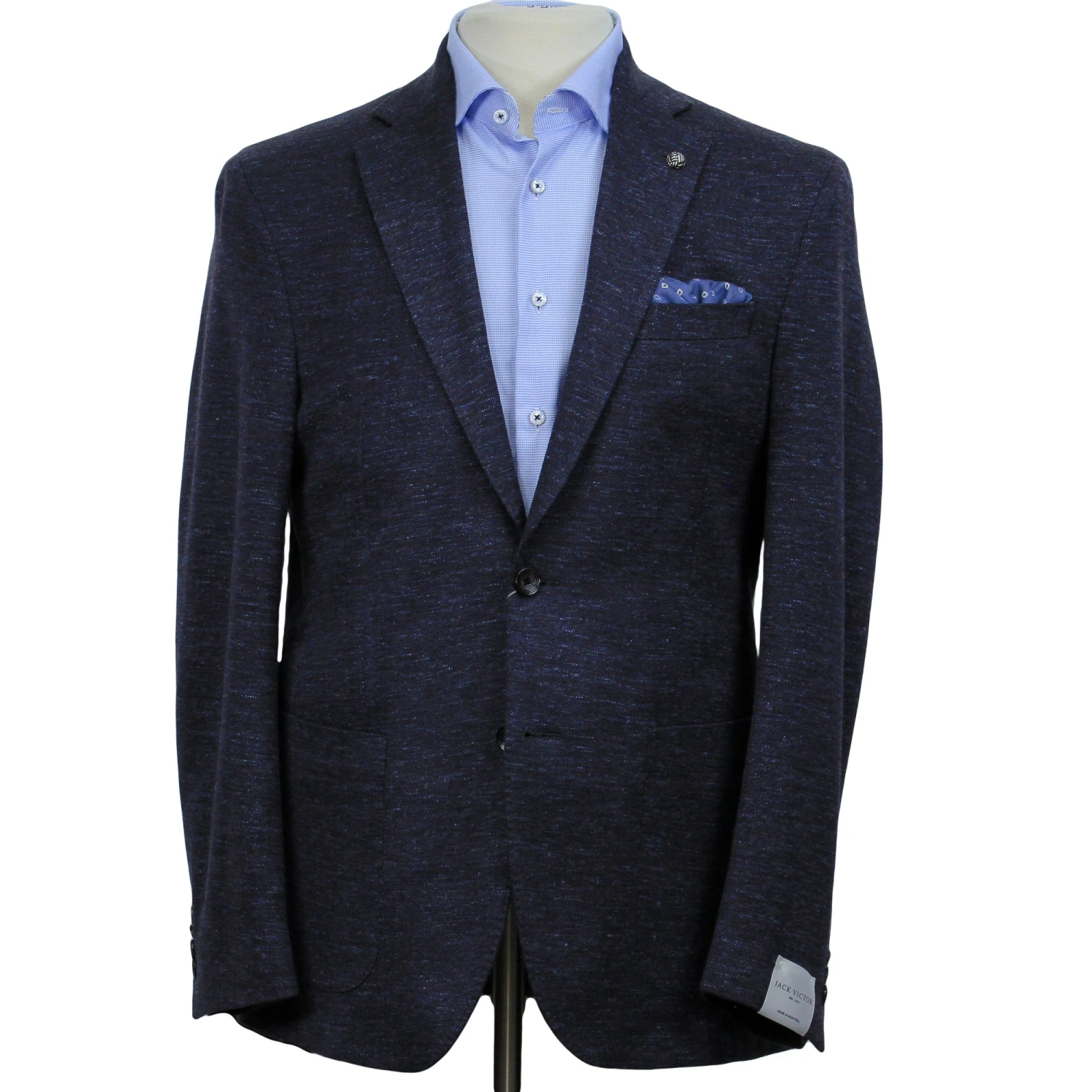 Blue Mélange Wool & Silk Hartford Contemporary Fit Sport Coat - Jack Victor 3 Blue Mélange Wool & Silk Hartford Contemporary Fit Sport Coat - Jack Victor