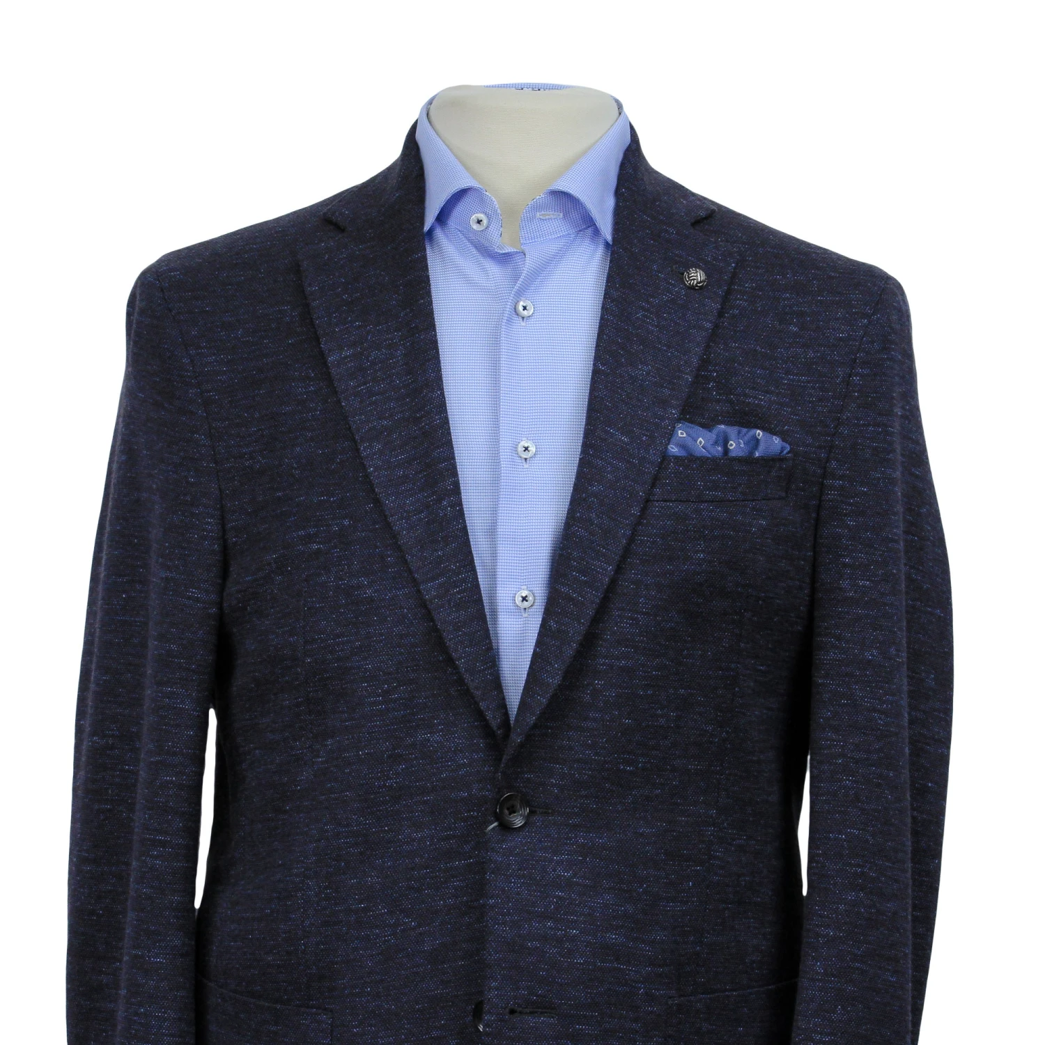 Blue Mélange Wool & Silk Hartford Contemporary Fit Sport Coat - Jack Victor 5 Blue Mélange Wool & Silk Hartford Contemporary Fit Sport Coat - Jack Victor - Image 3