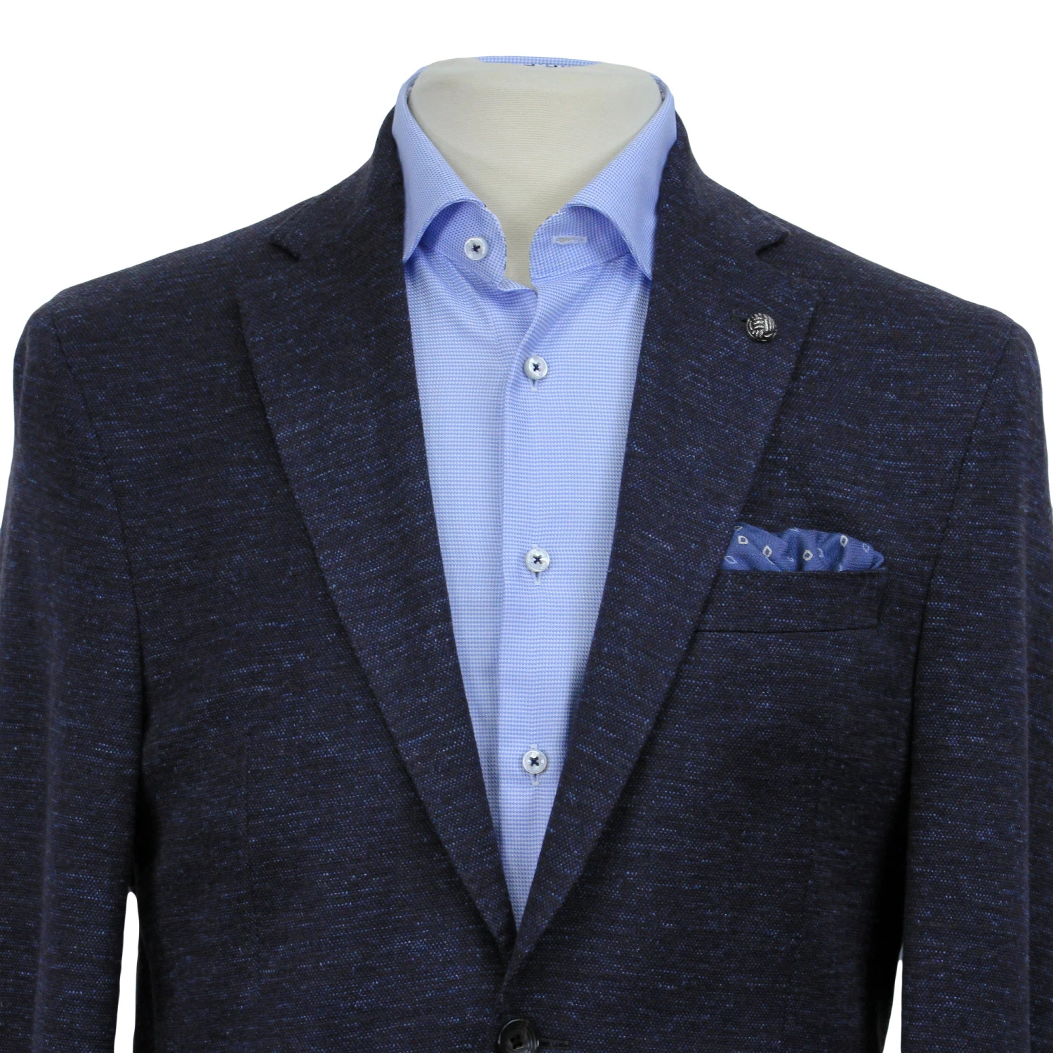 Blue Mélange Wool & Silk Hartford Contemporary Fit Sport Coat - Jack Victor 7 Blue Mélange Wool & Silk Hartford Contemporary Fit Sport Coat - Jack Victor - Image 5