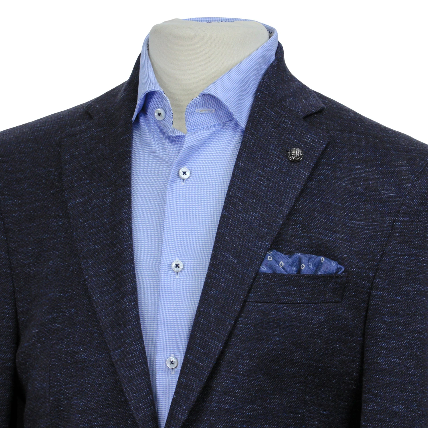 Blue Mélange Wool & Silk Hartford Contemporary Fit Sport Coat - Jack Victor 4 Blue Mélange Wool & Silk Hartford Contemporary Fit Sport Coat - Jack Victor - Image 2