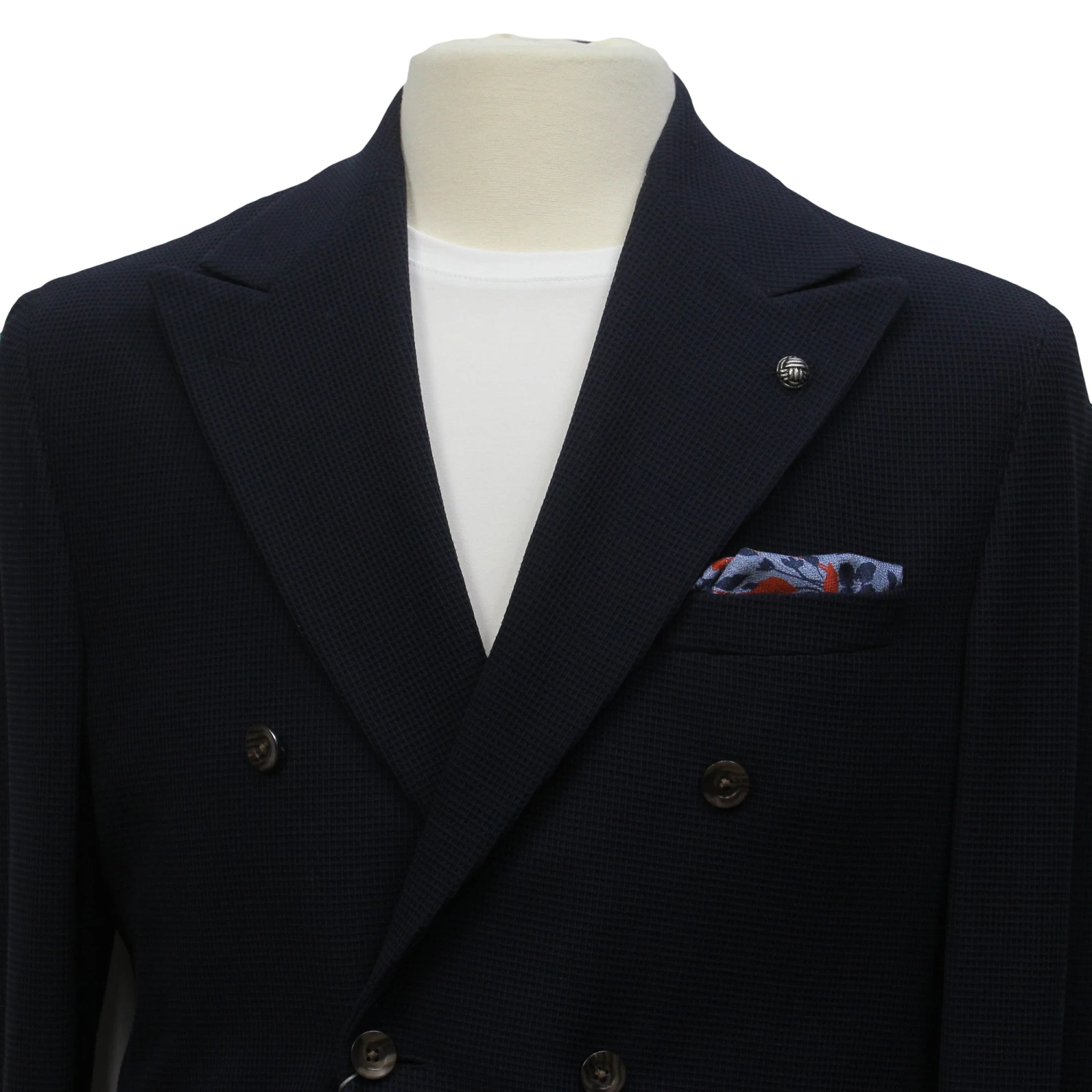 Navy Peak Lapel Double-Breasted Quinn Contemporary Fit Comfortwear Travel Sport Jacket - Jack Victor 6 Navy Peak Lapel Double-Breasted Quinn Contemporary Fit Comfortwear Travel Sport Jacket - Jack Victor - Image 4