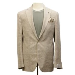 Sand Honeycomb Hampton Contemporary Fit Wool-Linen Sport Jacket - Jack Victor