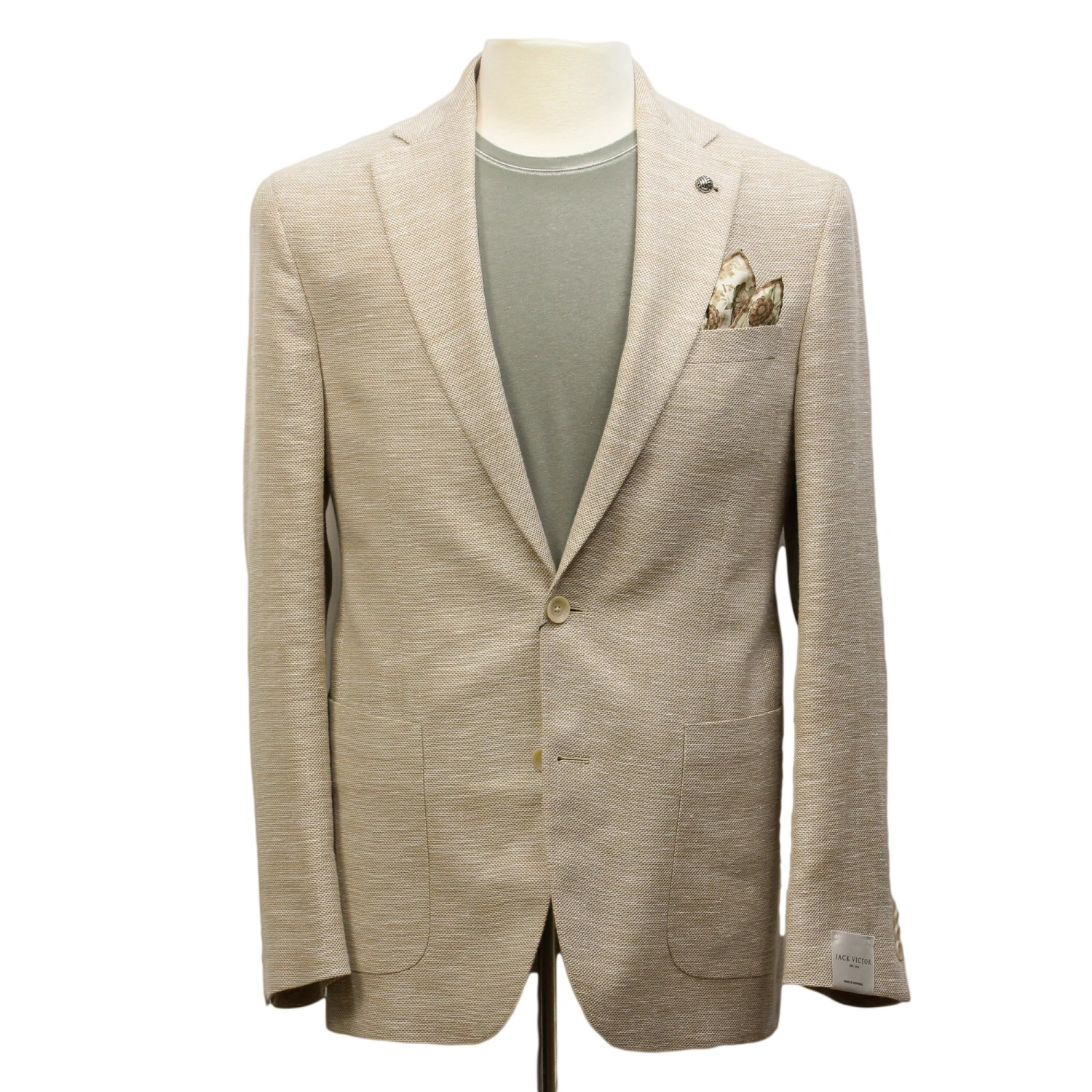 Sand Honeycomb Hampton Contemporary Fit Wool-Linen Sport Jacket - Jack Victor 3 Sand Honeycomb Hampton Contemporary Fit Wool-Linen Sport Jacket - Jack Victor