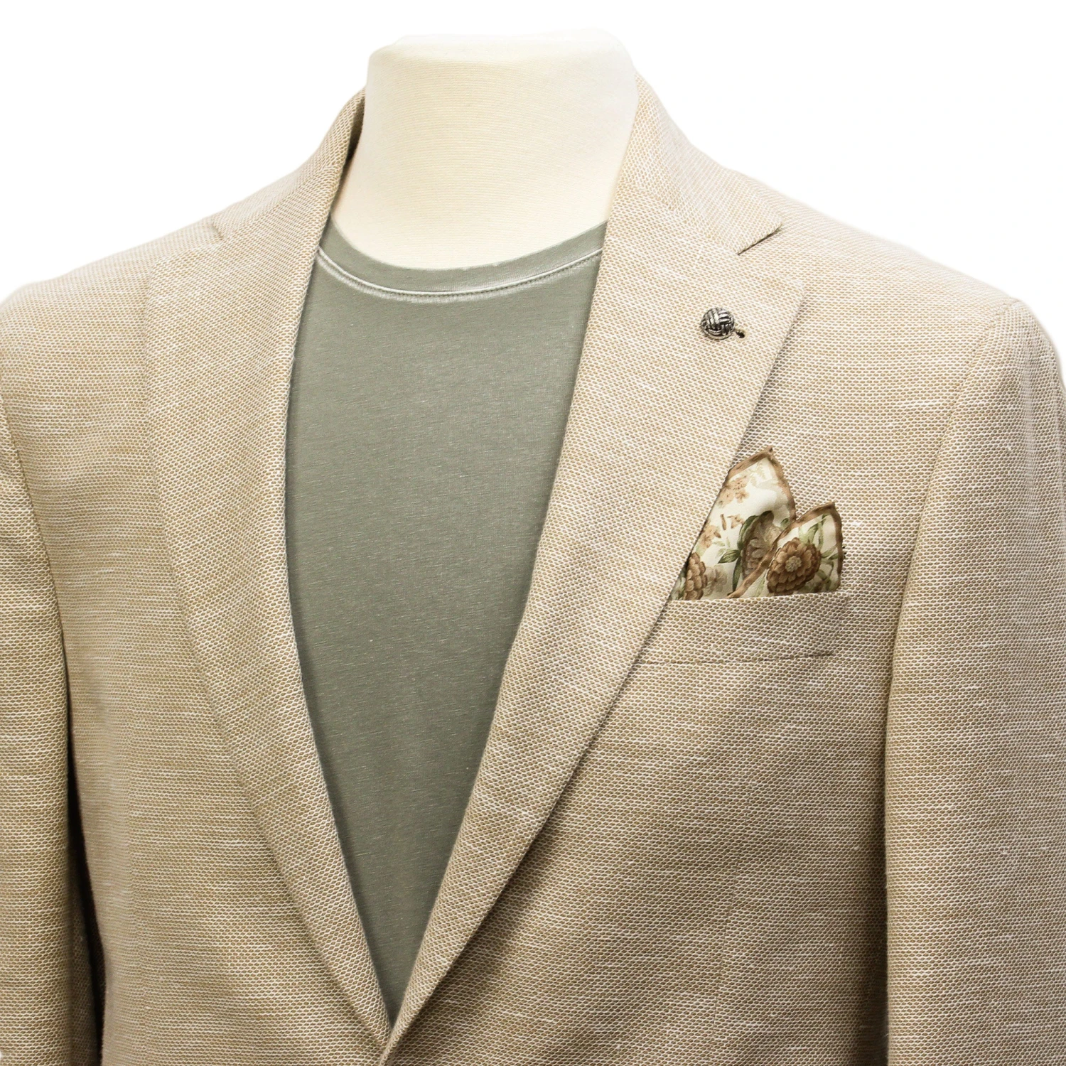 Sand Honeycomb Hampton Contemporary Fit Wool-Linen Sport Jacket - Jack Victor 4 Sand Honeycomb Hampton Contemporary Fit Wool-Linen Sport Jacket - Jack Victor - Image 2
