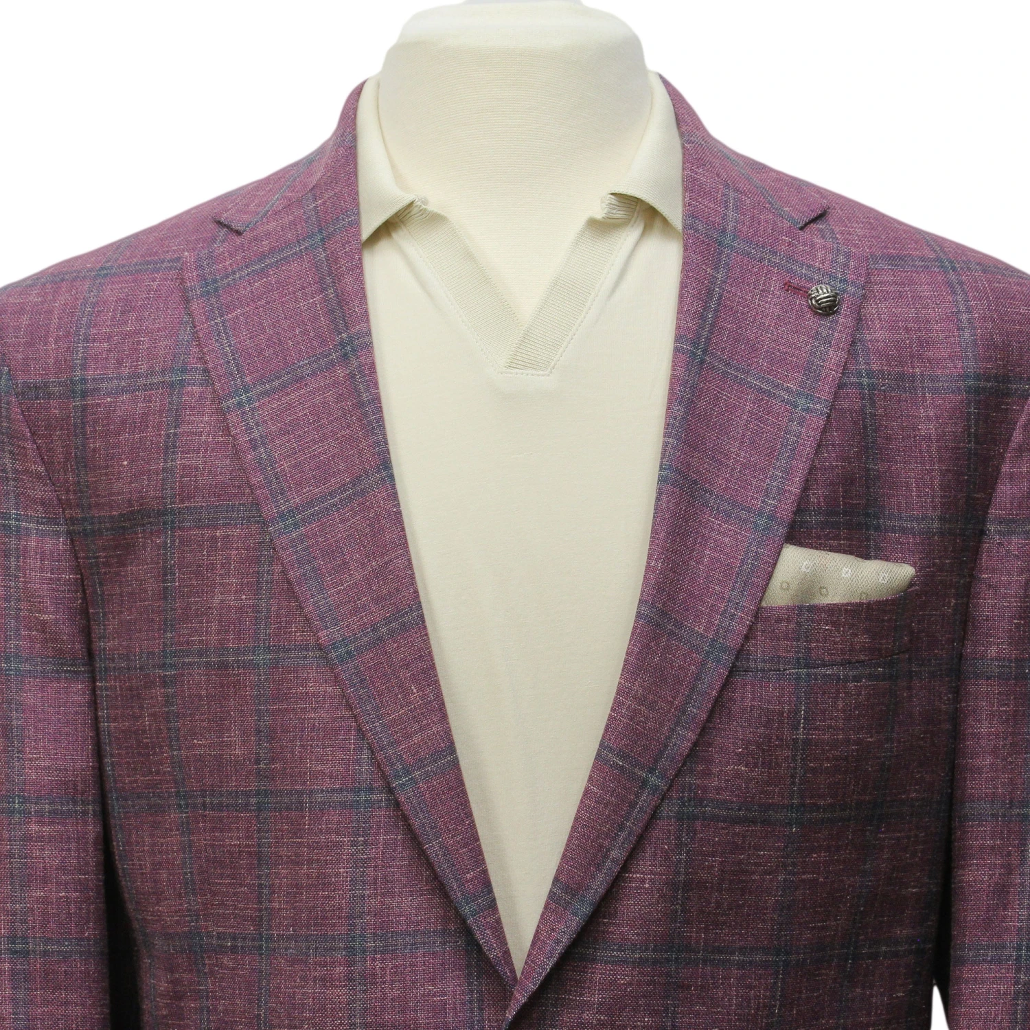 Raspberry Windowpane Loro Piana Wool/Silk/Linen Hampton Contemporary Fit Blazer - Jack Victor 7 Raspberry Windowpane Loro Piana Wool/Silk/Linen Hampton Contemporary Fit Blazer - Jack Victor - Image 5