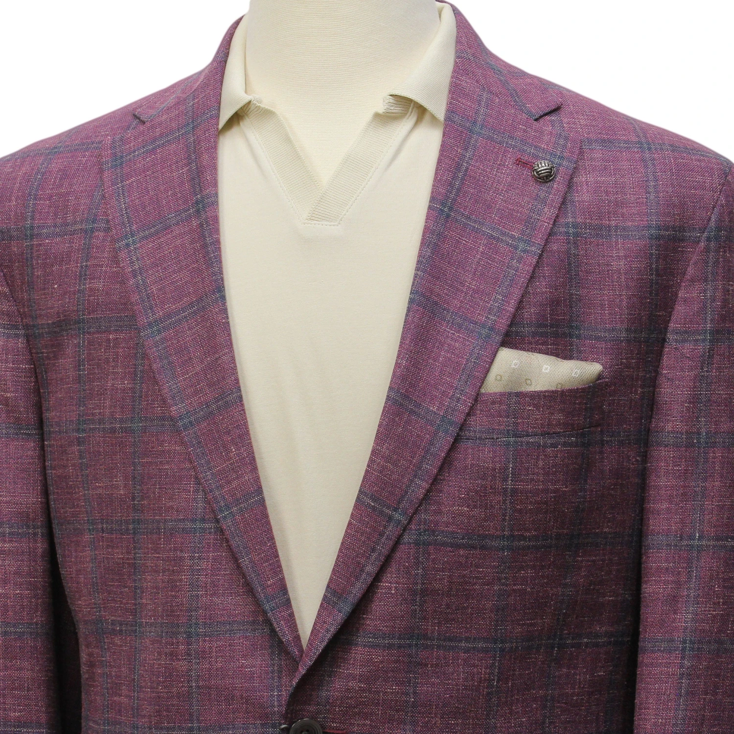 Raspberry Windowpane Loro Piana Wool/Silk/Linen Hampton Contemporary Fit Blazer - Jack Victor 9 Raspberry Windowpane Loro Piana Wool/Silk/Linen Hampton Contemporary Fit Blazer - Jack Victor - Image 7