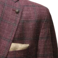Raspberry Windowpane Loro Piana Wool/Silk/Linen Hampton Contemporary Fit Blazer - Jack Victor 11 Raspberry Windowpane Loro Piana Wool/Silk/Linen Hampton Contemporary Fit Blazer - Jack Victor -ETON Store JACK VICTOR C1548 HAMPTON 6