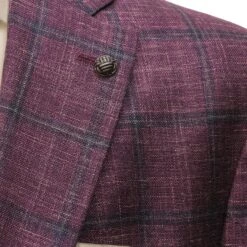 Raspberry Windowpane Loro Piana Wool/Silk/Linen Hampton Contemporary Fit Blazer - Jack Victor 14 Raspberry Windowpane Loro Piana Wool/Silk/Linen Hampton Contemporary Fit Blazer - Jack Victor -ETON Store JACK VICTOR C1548 HAMPTON 7