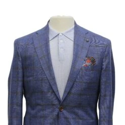 Blue Windowpane Wool-Silk-Linen Hampton Contemporary Fit Comfortwear Sport Jacket - Jack Victor 9 Blue Windowpane Wool-Silk-Linen Hampton Contemporary Fit Comfortwear Sport Jacket - Jack Victor -ETON Store JACK VICTOR C1586 2