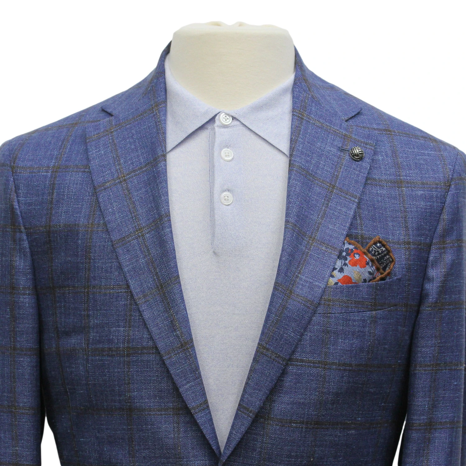 Blue Windowpane Wool-Silk-Linen Hampton Contemporary Fit Comfortwear Sport Jacket - Jack Victor 6 Blue Windowpane Wool-Silk-Linen Hampton Contemporary Fit Comfortwear Sport Jacket - Jack Victor - Image 4