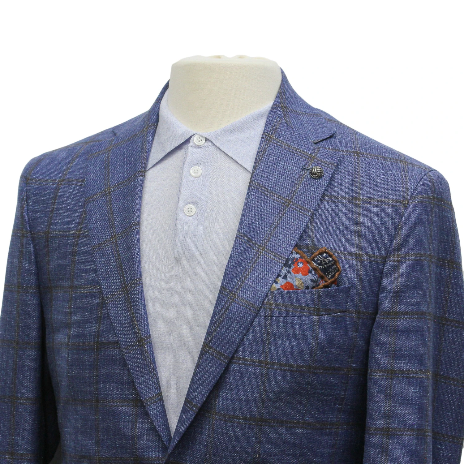 Blue Windowpane Wool-Silk-Linen Hampton Contemporary Fit Comfortwear Sport Jacket - Jack Victor 4 Blue Windowpane Wool-Silk-Linen Hampton Contemporary Fit Comfortwear Sport Jacket - Jack Victor - Image 2