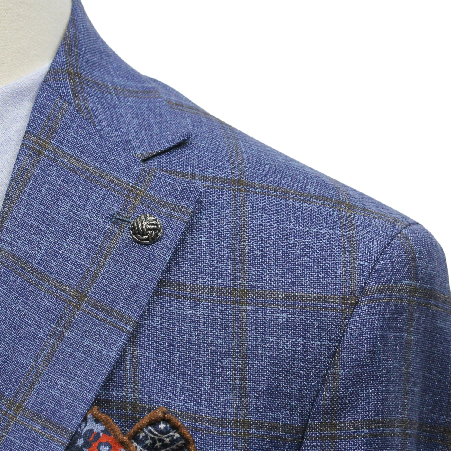 Blue Windowpane Wool-Silk-Linen Hampton Contemporary Fit Comfortwear Sport Jacket - Jack Victor 7 Blue Windowpane Wool-Silk-Linen Hampton Contemporary Fit Comfortwear Sport Jacket - Jack Victor - Image 5