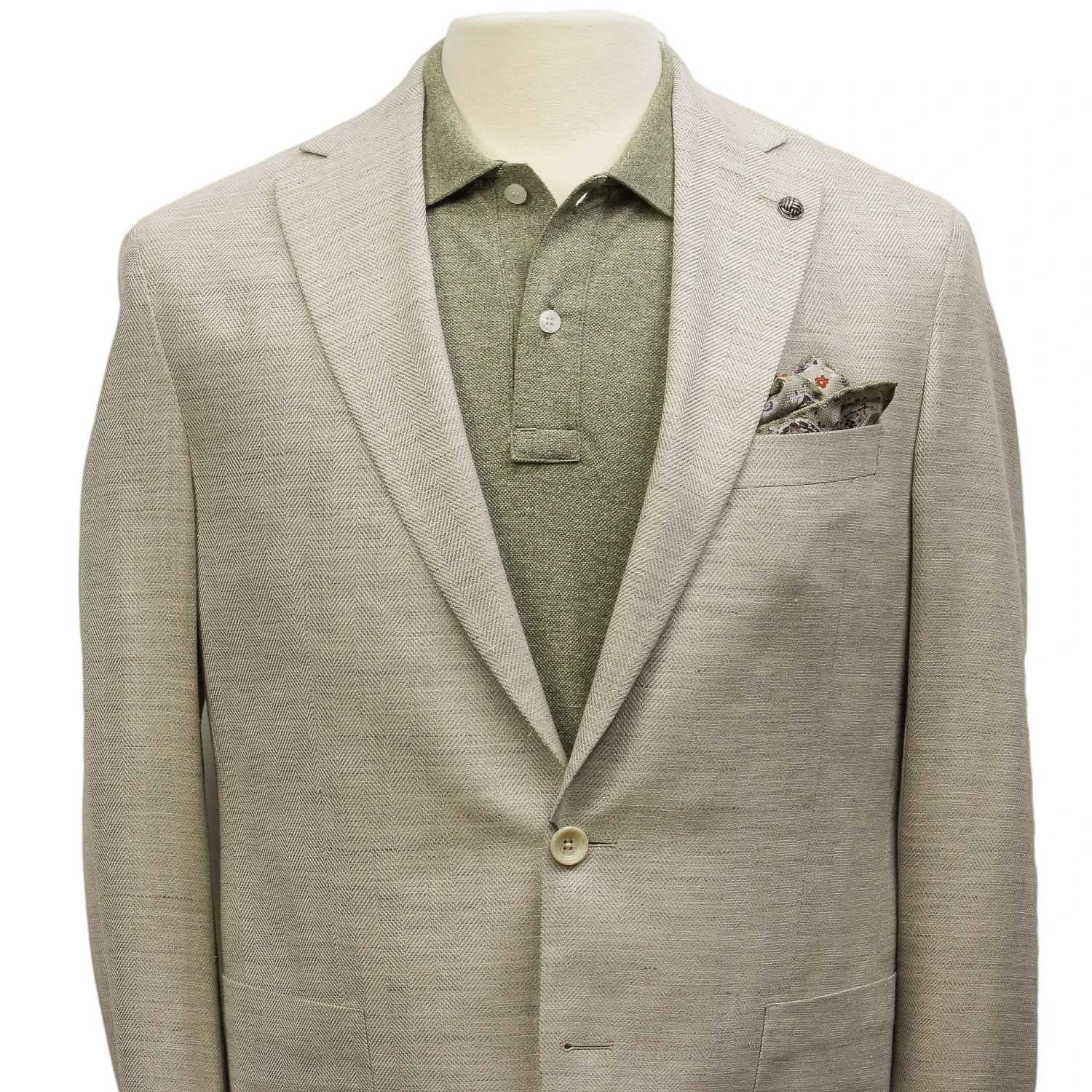 Eggshell Herringbone Loro Piana Wool Silk Linen Hampton Contemporary Fit Comfortwear Blazer - Jack Victor 5 Eggshell Herringbone Loro Piana Wool Silk Linen Hampton Contemporary Fit Comfortwear Blazer - Jack Victor - Image 3